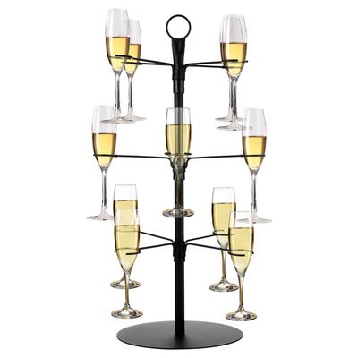 LUMINFLY Stand Rack Hanging Metal Cup High-Footed - Holder Glass Wine Holders 12 - Tier 3 Stand, Tree Cocktail - Ideal for Wine Glasses and Storing Displaying