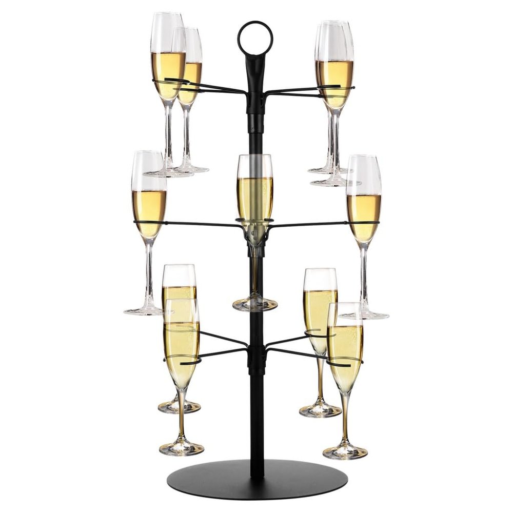 LUMINFLY Stand Rack Hanging Metal Cup High-Footed - Holder Glass Wine Holders 12 - Tier 3 Stand, Tree Cocktail - Ideal for Wine Glasses and Storing Displaying