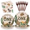 96Pcs How the West Was One Party Decorations 350 GSM Western Cowboy 1st Birthday Plates and Napkins Tableware Set for Boys One Year Old First Rodeo Wild West Party Supplies Serve 24 view 1