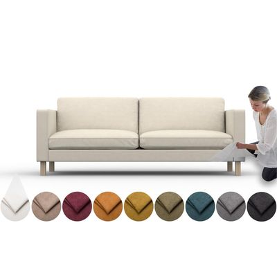 comfortly Cover for Karlstad 3 Seat Sofa, Replacement Slipcover, Heavy Duty 7 pcs Cover, Soft Durable Washable Fabric, Easy to Clean & Replace (Crown - Ivory)