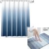 OLANLY Ombre Bath Rug and Shower Curtain, Bath Rug Size 47x32 in Blue and Shower Curtain 72x72 in Blue, 2 Item Bundle view 1