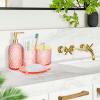 Haturi Pink Bathroom Accessories Set, 4 Pcs Glass Bathroom Accessory Set Complete w/Soap Dispenser, Toothbrush Holder, Qtip Holder, Vanity Tray, Gold Bathroom Set Decor, Gift for Girl Home Apartment view 2