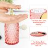 Haturi Pink Bathroom Accessories Set, 4 Pcs Glass Bathroom Accessory Set Complete w/Soap Dispenser, Toothbrush Holder, Qtip Holder, Vanity Tray, Gold Bathroom Set Decor, Gift for Girl Home Apartment view 4