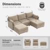 ABCASA 102.6" U Shaped Modular Sectional Sofa, 5 Seater Couch with Storage Ottoman Deep Seat and High Backrest with Removable Cover for Living Room, Apartment - Chenille Beige view 2