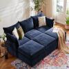 ABCASA 102.6" Luxury Modular Sleeper Sofa Bed 6 Seat Reversible Sectional Couch Deep Seat with Storage Chaises Removable Cover for Living Room, Apartment - Chenille Blue view 1