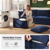 ABCASA 102.6" Luxury Modular Sleeper Sofa Bed 6 Seat Reversible Sectional Couch Deep Seat with Storage Chaises Removable Cover for Living Room, Apartment - Chenille Blue view 3