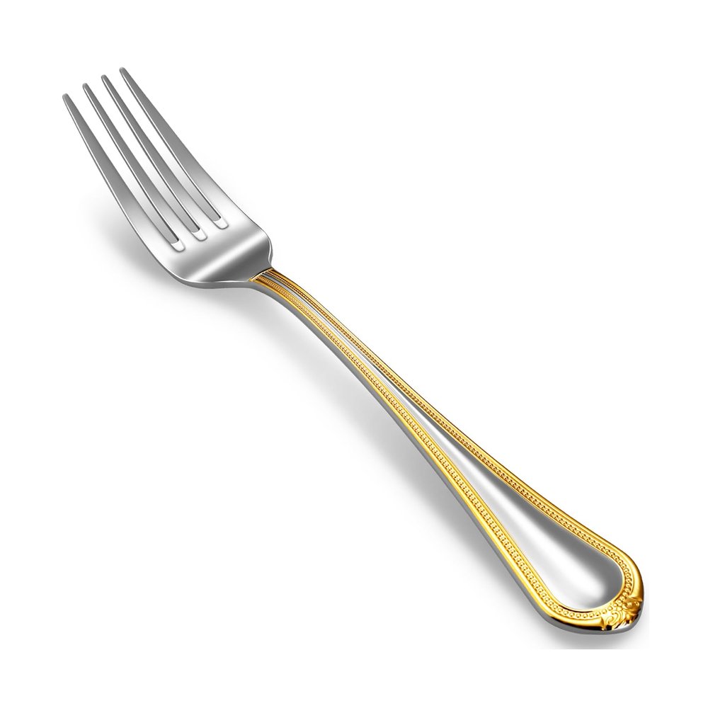 KEAWELL Pearl Edge 4-Piece Premium Fork Set, 18/10 Stainless Steel, Fine Silverware Forks with Mirror Finish and Exquisite Craftsmanship, Gold Accent, Dishwasher Safe (4, 7.3" Salad Forks)