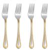 KEAWELL Pearl Edge 4-Piece Premium Fork Set, 18/10 Stainless Steel, Fine Silverware Forks with Mirror Finish and Exquisite Craftsmanship, Gold Accent, Dishwasher Safe (4, 7.3" Salad Forks) view 2
