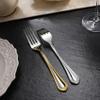 KEAWELL Pearl Edge 4-Piece Premium Fork Set, 18/10 Stainless Steel, Fine Silverware Forks with Mirror Finish and Exquisite Craftsmanship, Gold Accent, Dishwasher Safe (4, 7.3" Salad Forks) view 4