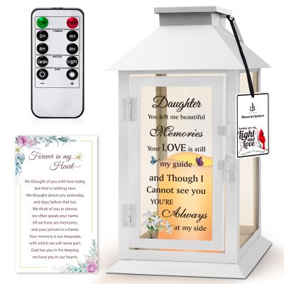 HN HAIINAA Memorial Lantern for Loss of Daughter - Sympathy Gift with LED Candle
