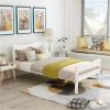 CIGEGE Modern Wooden Minimalist Curved headboard Footboard and Wooden slats Supported Double Wooden Platform Bed White view 1