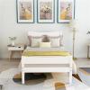CIGEGE Modern Wooden Minimalist Curved headboard Footboard and Wooden slats Supported Double Wooden Platform Bed White view 2
