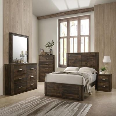 Yardlio Mirror - Rustic Walnut Malaysia, Rectangular Shape, Horizontal Orientation, Wooden Frame, Support Slats Included