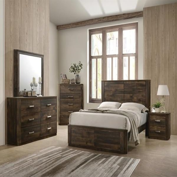 Yardlio Mirror - Rustic Walnut Malaysia, Rectangular Shape, Horizontal Orientation, Wooden Frame, Support Slats Included