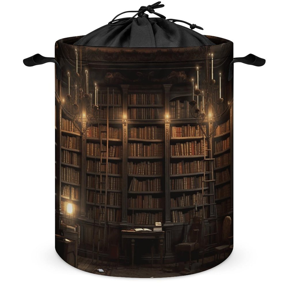 Book Room Mysterious Library Laundry Basket Laundry Hamper Large Storage Basket Waterproof Collapsible Clothes Organizer Basket Clothes Hamper for Clothes Toys