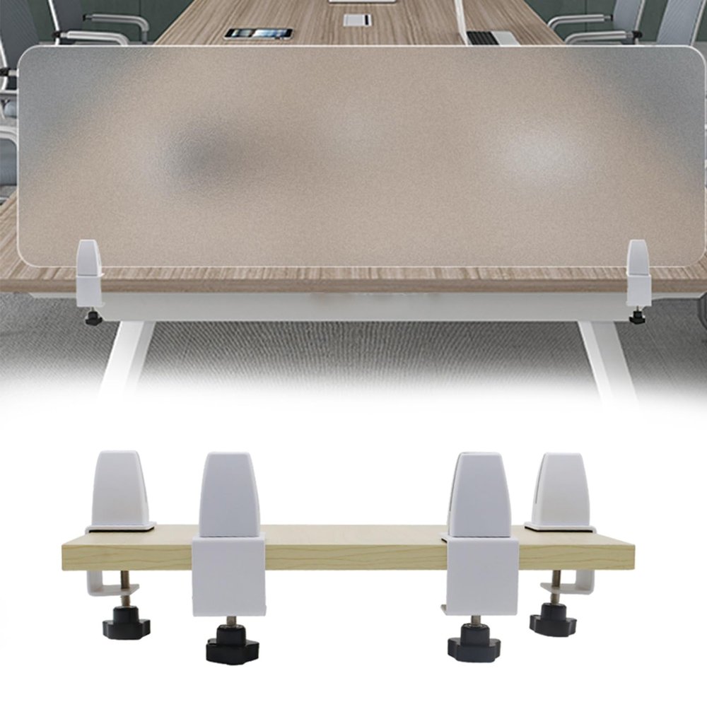 Desk Privacy Divider, Frosted Free Standing Privacy Screen Acrylic Clamp-on Desk Privacy Panel for Table Standing Sound Proof Desktop Office Classroom(120X30CM/47.2X11.8IN)