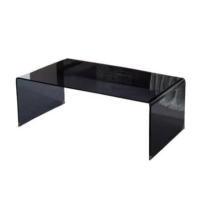 AKNHD-WY Glass Coffee Table 100cm50cm40cm Rectangular Coffee Table with Spacious Transparent Desktop Coffee Table(Size:100cm/39.9",Color:Black)
