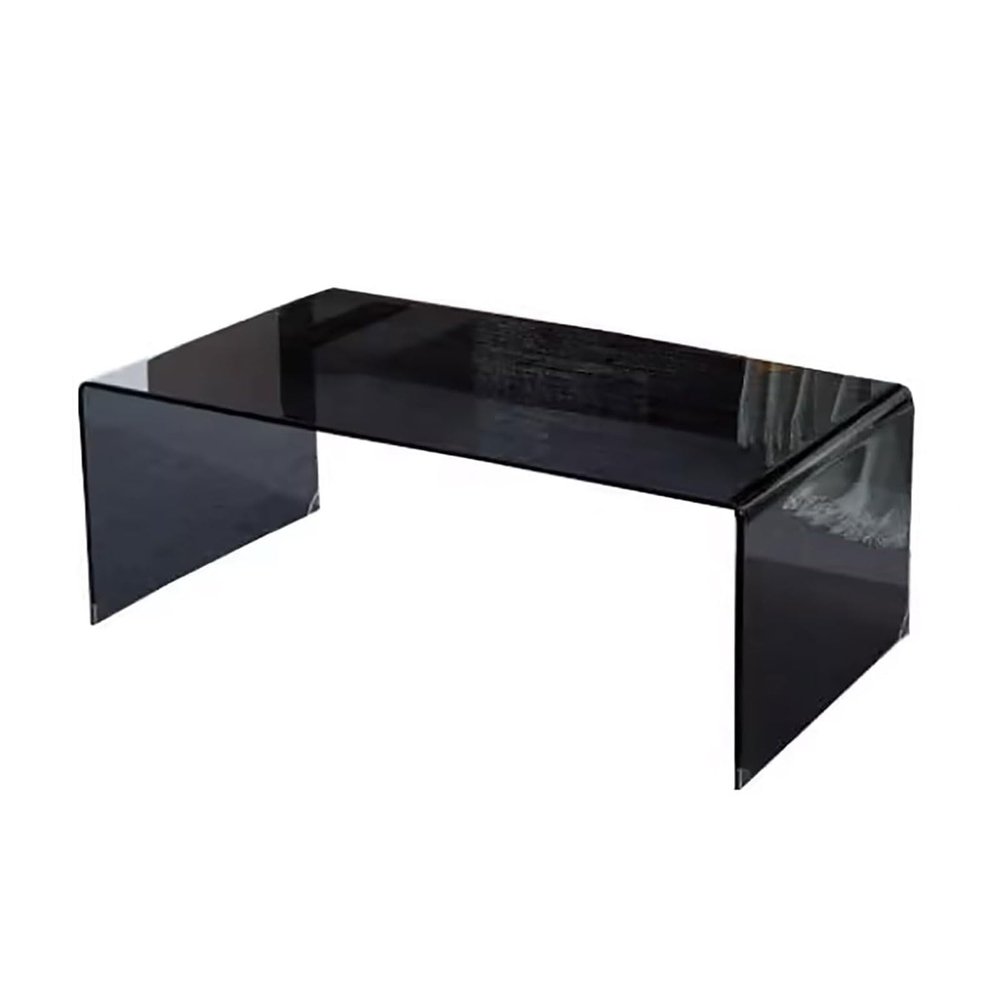 AKNHD-WY Glass Coffee Table 100cm50cm40cm Rectangular Coffee Table with Spacious Transparent Desktop Coffee Table(Size:100cm/39.9",Color:Black)