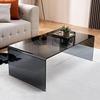 AKNHD-WY Glass Coffee Table 100cm50cm40cm Rectangular Coffee Table with Spacious Transparent Desktop Coffee Table(Size:100cm/39.9",Color:Black) view 4