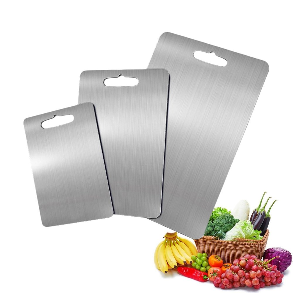 Wttfc Titanium Chopping Board, Titanium Cutting Board,Double Sided Titanium Cutting Boards for Kitchen, Dishwasher Safe,Easy to Clean & Free of Impurities,L
