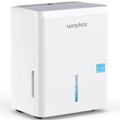 Waykar 150 Pint Energy Star Dehumidifier for Large Rooms up to 7,000 Sq. Ft. for Home, Basement, Commercial, Industrial, with Drain Hose & Tank, Auto Defrost, Ultra Quiet, Smart Auto Comfort Mode