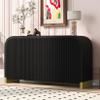 4-Door Curved Corner Design Storage Cabinet with Wavy Door Panel, Buffet Sideboard with Adjustable Shelves, Suitable for Study Living Room Kitchen Dining Room and Entrance, Black view 1