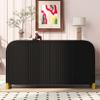 4-Door Curved Corner Design Storage Cabinet with Wavy Door Panel, Buffet Sideboard with Adjustable Shelves, Suitable for Study Living Room Kitchen Dining Room and Entrance, Black view 3