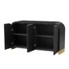 4-Door Curved Corner Design Storage Cabinet with Wavy Door Panel, Buffet Sideboard with Adjustable Shelves, Suitable for Study Living Room Kitchen Dining Room and Entrance, Black view 4