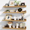 Heimlove Picture Ledge Shelf,24 inch Long Floating Shelves for Wall Set of 4,Picture Shelf with Lip for Wall Decor,Living Room,Bedroom,Bookshelf,Nursery,Perfume,Oak Color view 1