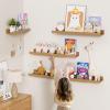 Heimlove Picture Ledge Shelf,24 inch Long Floating Shelves for Wall Set of 4,Picture Shelf with Lip for Wall Decor,Living Room,Bedroom,Bookshelf,Nursery,Perfume,Oak Color view 2