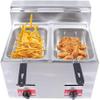Commercial Gas Deep Fryer, 2X 6L Countertop Stainless Steel Dual Tank Kitchen Frying Machine with 2 Baskets & Lid Double Fryer for French Fries Turkey Donuts Home Kitchen Restauran view 1