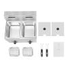 Commercial Gas Deep Fryer, 2X 6L Countertop Stainless Steel Dual Tank Kitchen Frying Machine with 2 Baskets & Lid Double Fryer for French Fries Turkey Donuts Home Kitchen Restauran view 2