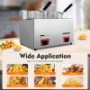 Commercial Gas Deep Fryer, 2X 6L Countertop Stainless Steel Dual Tank Kitchen Frying Machine with 2 Baskets & Lid Double Fryer for French Fries Turkey Donuts Home Kitchen Restauran view 4