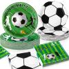 Potchen 180 Pcs Soccer Party Plates and Napkins 7'' and 9'' Soccer Decorations Football Paper Disposable Football Party Supplies Tableware Set for Sports Birthday Serve 60 view 1
