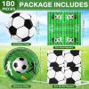 Potchen 180 Pcs Soccer Party Plates and Napkins 7'' and 9'' Soccer Decorations Football Paper Disposable Football Party Supplies Tableware Set for Sports Birthday Serve 60 view 3