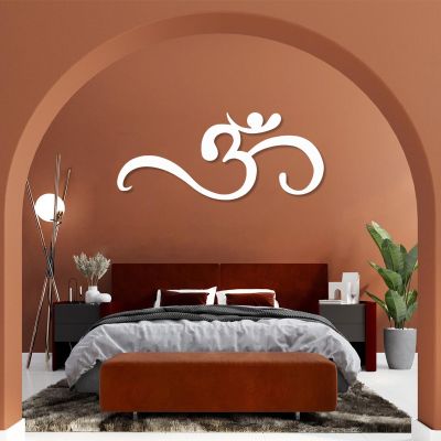 OM Metal Wall Art, Metal OM Decor, Zen Yoga Room Decor, OM Symbol Metal Wall Art, Yoga Wall Decor, Namaste Metal Wall Art, Yoga Lover Gift, Spiritual Gifts, Metal Wall Decor (White, 48"x20" | 121x51cm)