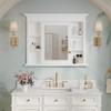 WELLFOR40 x 32" Bathroom Medicine Cabinet with 3-Tier Adjustable Shelves, Recessed Solid Wood Medicine Cabinet with Mirrors, Wood Miiror Cabinet with 1 Soft-Close Door and Open/Built-in 7 Shelves view 1