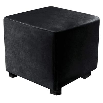ZYANLING Stretch Velvet Ottoman Slipcover Square Stool Cover Elastic for 38 X 38 X 38 cm Foldable Storage Box Seat Chest Cube Footrest