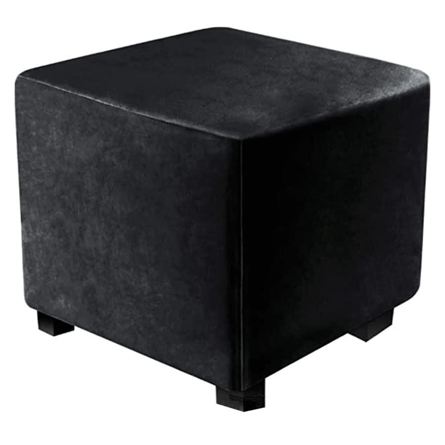 ZYANLING Stretch Velvet Ottoman Slipcover Square Stool Cover Elastic for 38 X 38 X 38 cm Foldable Storage Box Seat Chest Cube Footrest