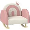 Qaba Kids Rocking Chair, Princess Crown Toddler Chair, Children's Armchair Rocker with Rainbow Backrest for Bedroom, Playroom, Pink view 1
