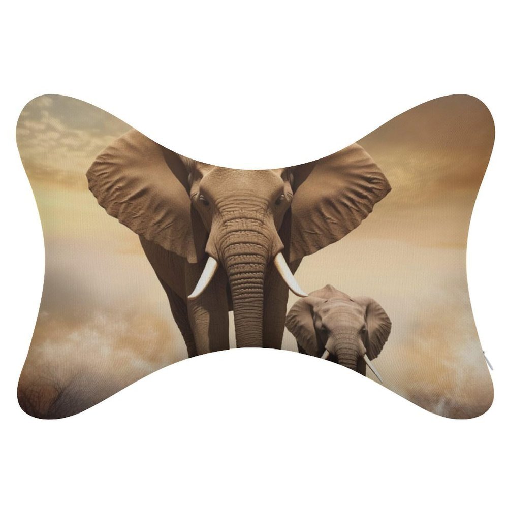 BTCOWZRV Elephant Car Neck Pillow Set of 2 Ultra Comfortable Car Headrest Pillow for Driving Soft Car Neck Support Pillow, Memory Foam and Breathable Removable Cover