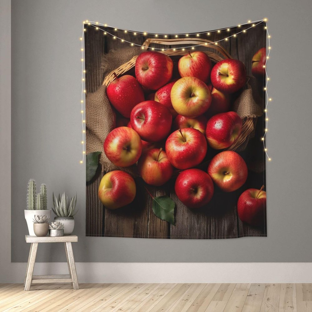 JHLMN Tapestry Wall Hanging Fresh Ripe Apples Tapestry for Bedroom Personalized Tapestry Custom Backdrop Banner Aesthetic Wall Tapestries Wall Art for Living Room Bedroom Dorm 60 x 51 inch