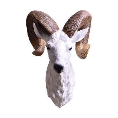 Animal Head Wall Decor, American Retro Simulation Sheep Head Wall Hanging, Wall Hanging Decoration for Family Living Room Bedroom Kitchen