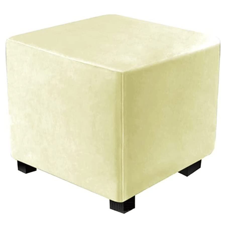 ZYANLING Stretch Velvet Ottoman Slipcover Square Stool Cover Elastic for 38 X 38 X 38 cm Foldable Storage Box Seat Chest Cube Footrest