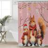 Double Love Animal Squirrels Bathroom Curtain 72 Inch Shower Curtain with Hooks, Christmas Blush Pink Snowflake Waterproof Polyester Bath Curtain Washable Bathtub Curtain 60''x 72'' view 1