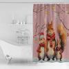 Double Love Animal Squirrels Bathroom Curtain 72 Inch Shower Curtain with Hooks, Christmas Blush Pink Snowflake Waterproof Polyester Bath Curtain Washable Bathtub Curtain 60''x 72'' view 2