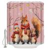 Double Love Animal Squirrels Bathroom Curtain 72 Inch Shower Curtain with Hooks, Christmas Blush Pink Snowflake Waterproof Polyester Bath Curtain Washable Bathtub Curtain 60''x 72'' view 3