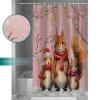 Double Love Animal Squirrels Bathroom Curtain 72 Inch Shower Curtain with Hooks, Christmas Blush Pink Snowflake Waterproof Polyester Bath Curtain Washable Bathtub Curtain 60''x 72'' view 4