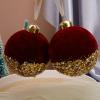Algado 4Pcs Red Christmas Balls Ornaments, 3in Shatterproof Glitter Sequin Christmas Balls with Pearls, Red Velvet Christmas Ornaments for Home Xmas Wedding Party Halloween Holiday view 2