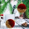 Algado 4Pcs Red Christmas Balls Ornaments, 3in Shatterproof Glitter Sequin Christmas Balls with Pearls, Red Velvet Christmas Ornaments for Home Xmas Wedding Party Halloween Holiday view 4